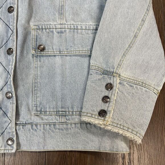 Aemi+Co Juliette Light Wash Denim Sherpa Collared Jacket Size Medium - Picture 5 of 6